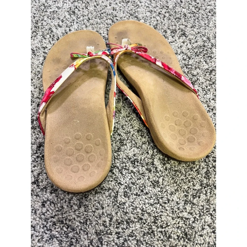 Vionic Bella Floral Flip Flop Sandals Womens 8 Multicolor Orthopedic Comfort